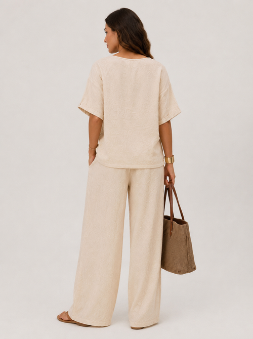 Conjunto largo lino Beige