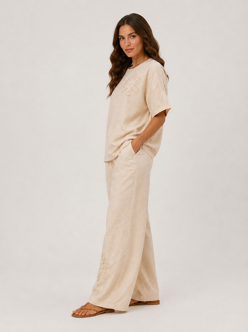 Conjunto largo lino Beige