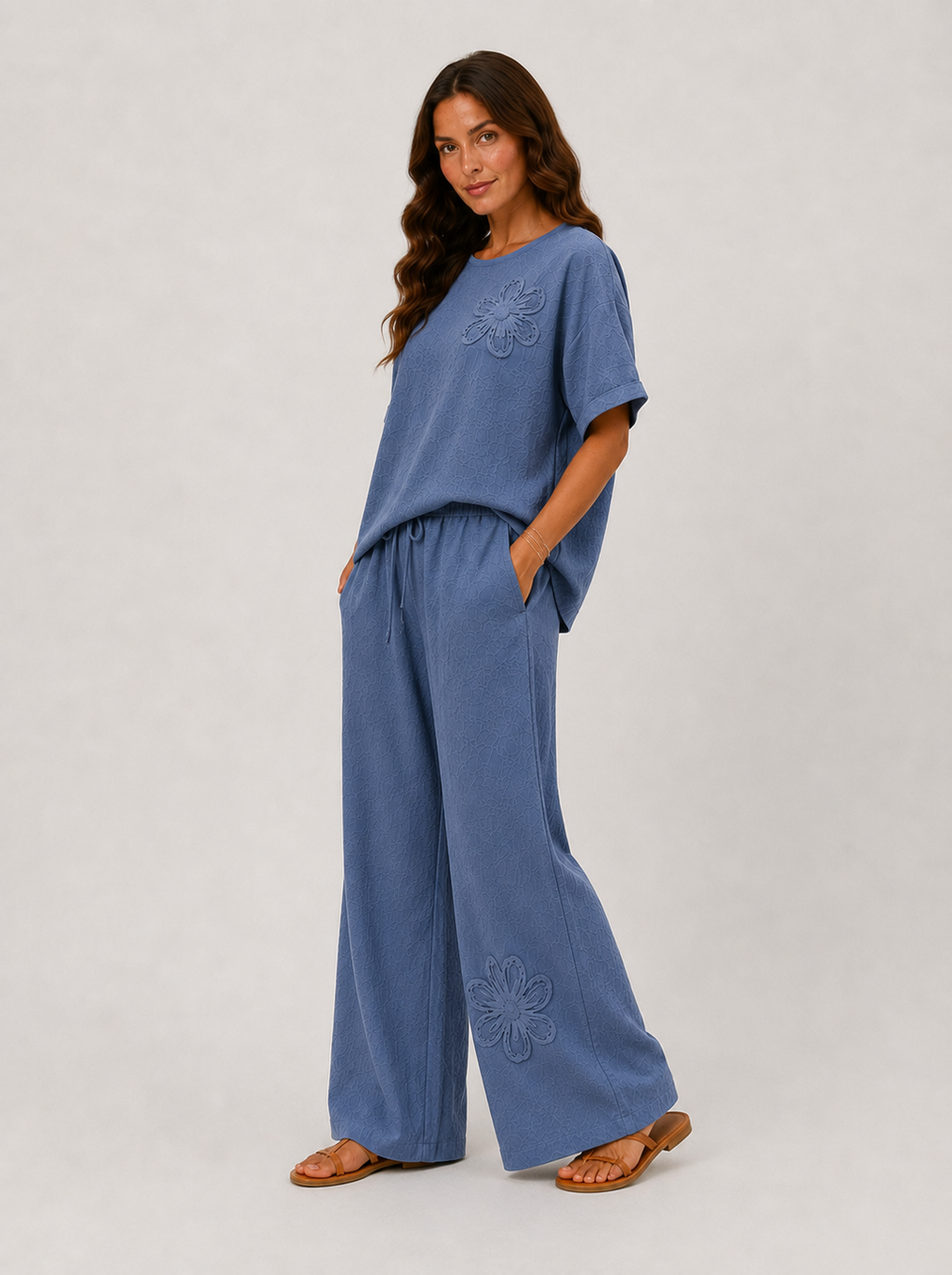 Conjunto lino largo Azul Vaquero