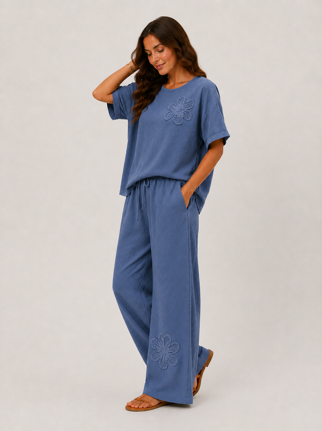 Conjunto lino largo Azul Vaquero