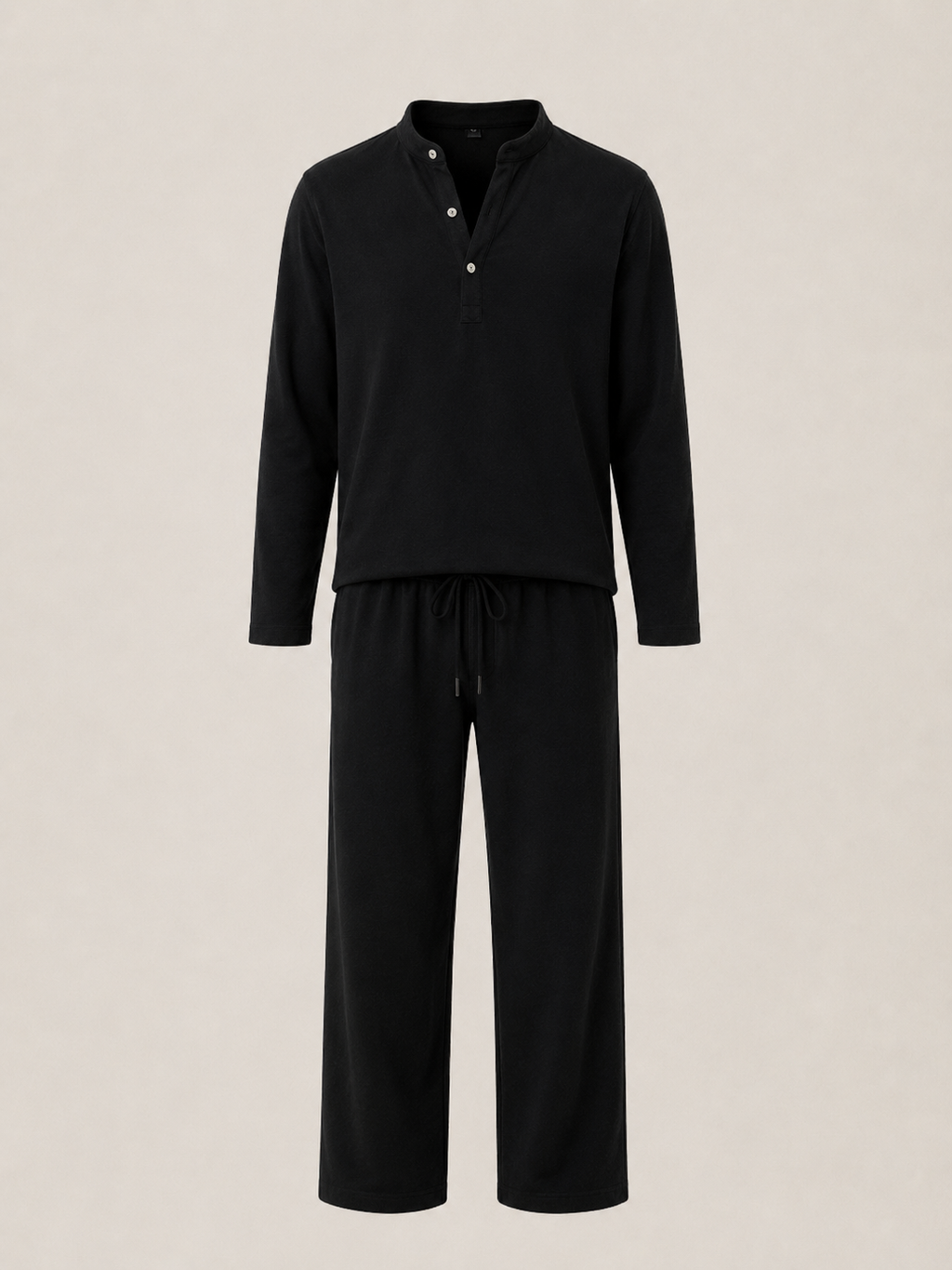 Conjunto lino largo hombre Negro