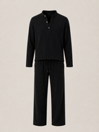 Conjunto lino largo hombre Negro