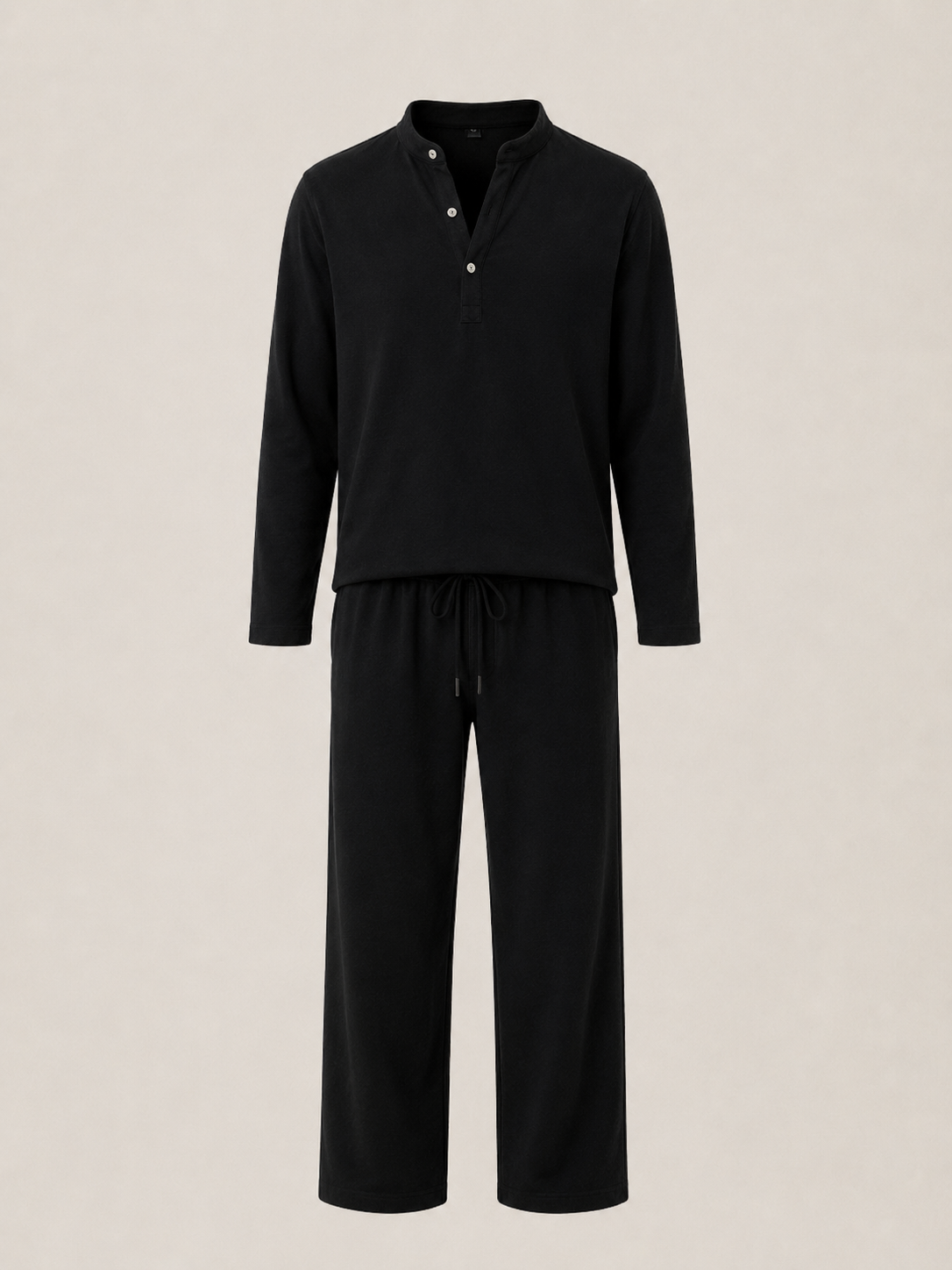 Conjunto lino largo hombre Negro
