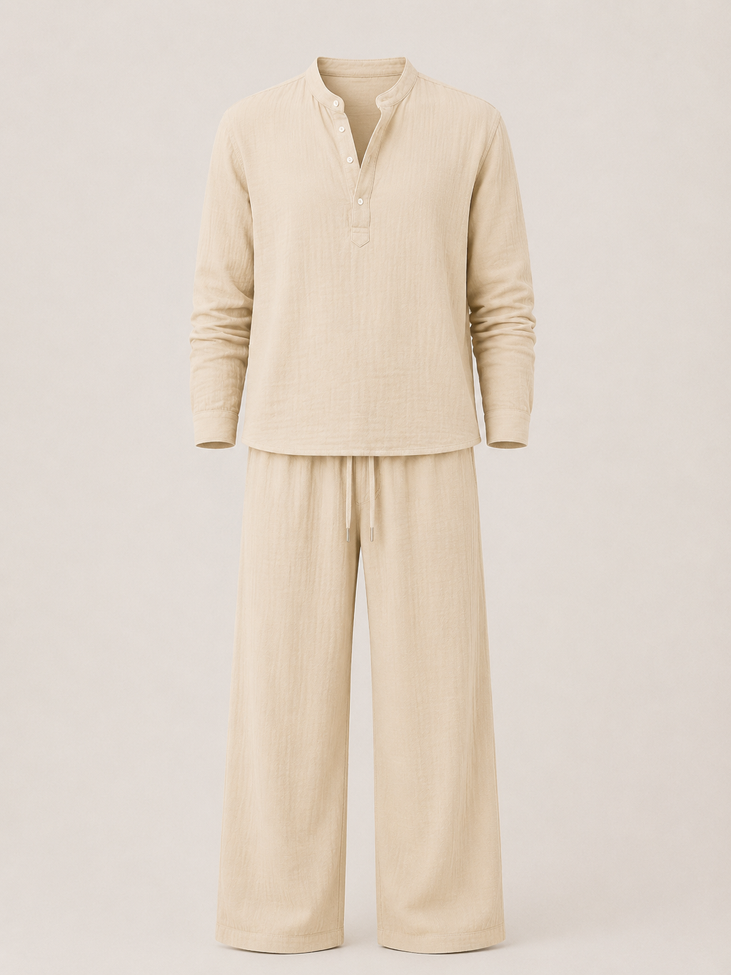 Conjunto lino hombre largo verano Beige