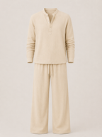 Conjunto lino hombre largo verano Beige