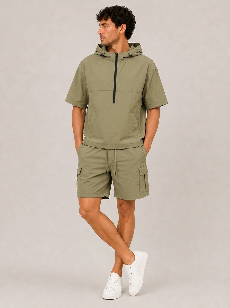 conjunto hombre cargo corto Verde Caqui