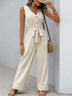 Casual and minimalist jumpsuit, color woven striped jumpsuit, wide leg pants