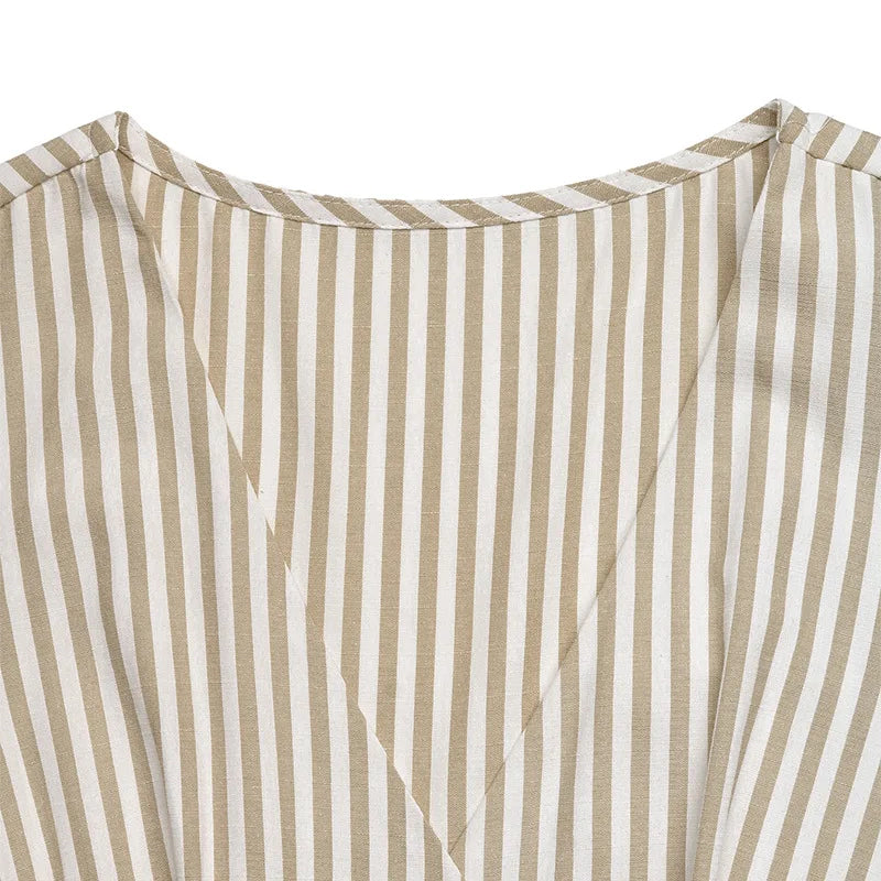 Casual and minimalist jumpsuit, color woven striped jumpsuit, wide leg pants
