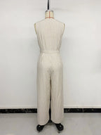Casual and minimalist jumpsuit, color woven striped jumpsuit, wide leg pants